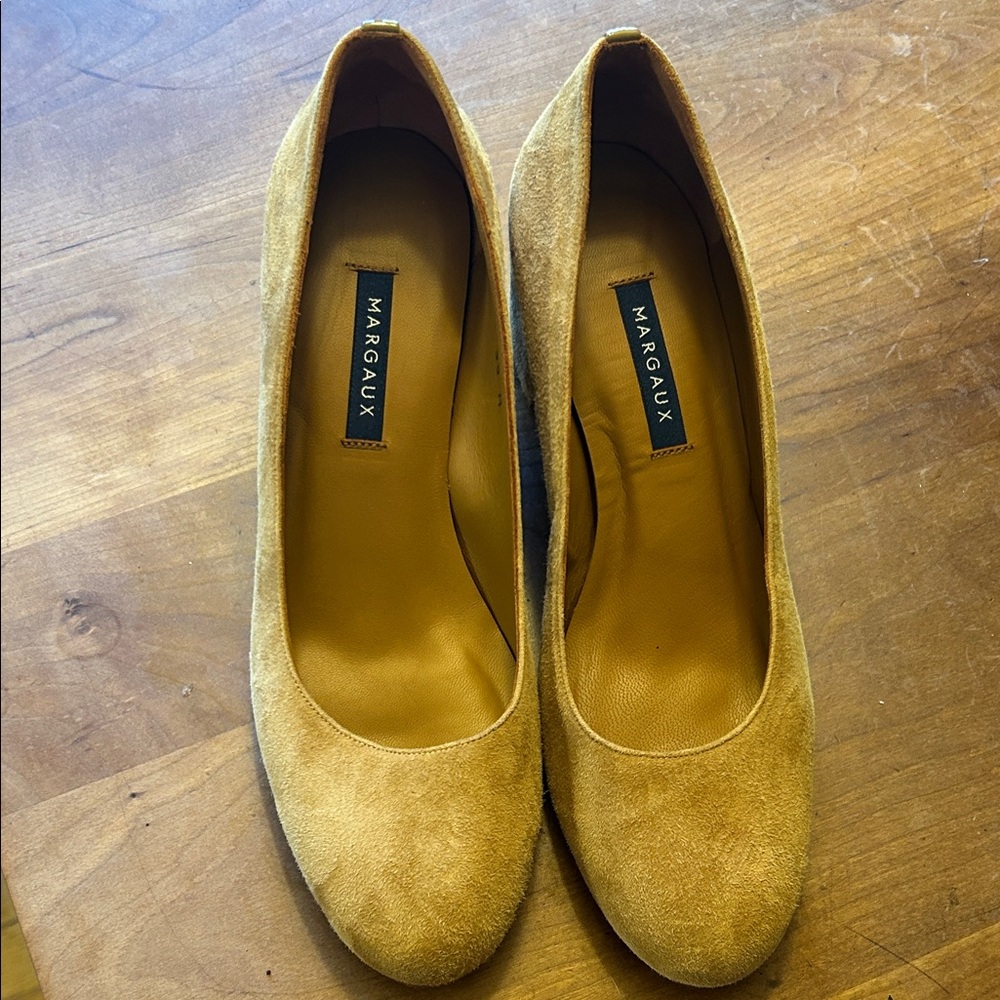 Margaux Tan Suede “The Heel” in Size 38.5